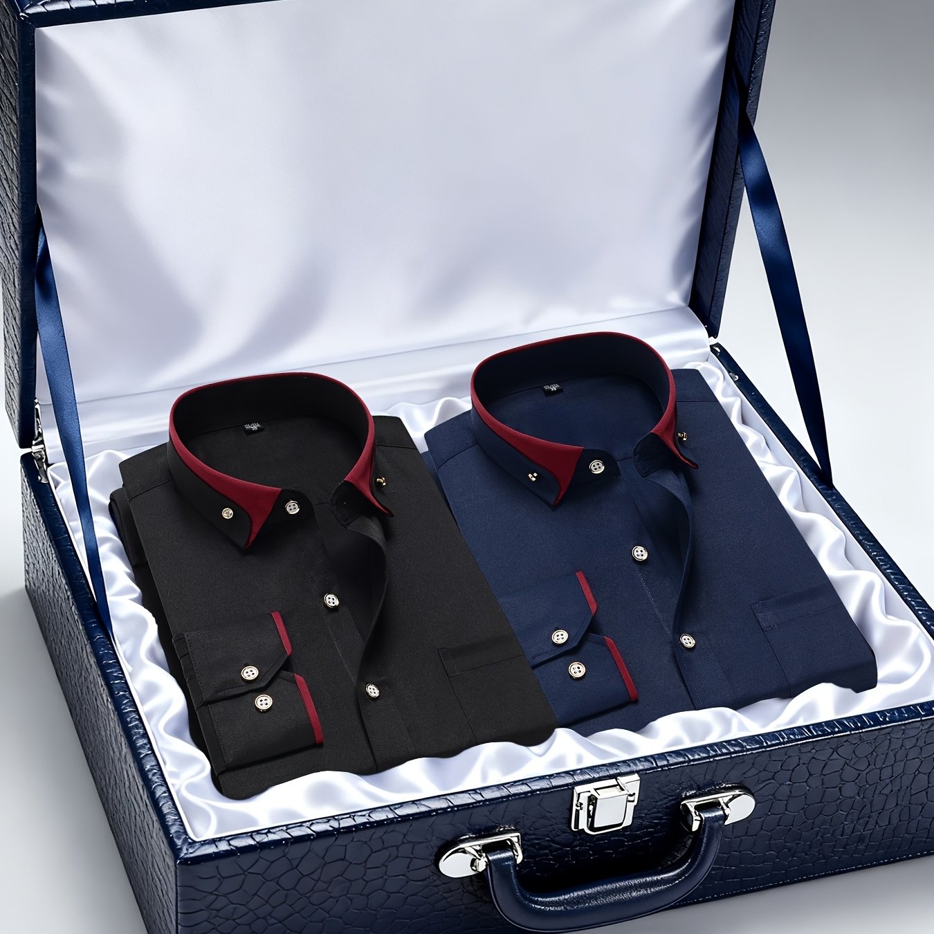 Men's Casual Business Shirt 1+1pc - Lapel Chest Pocket