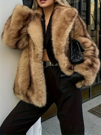 Women'S Winter Coat - Elegant Long Formal & Casual Outerwear, Soft Fluffy-like Texture, Warm Cold Weather Jacket for Everyday & Special Occasions, Easy-Care Luxury Coat (YT), Ladies Winter Coats, Seasonal Fashion, Sophisticat