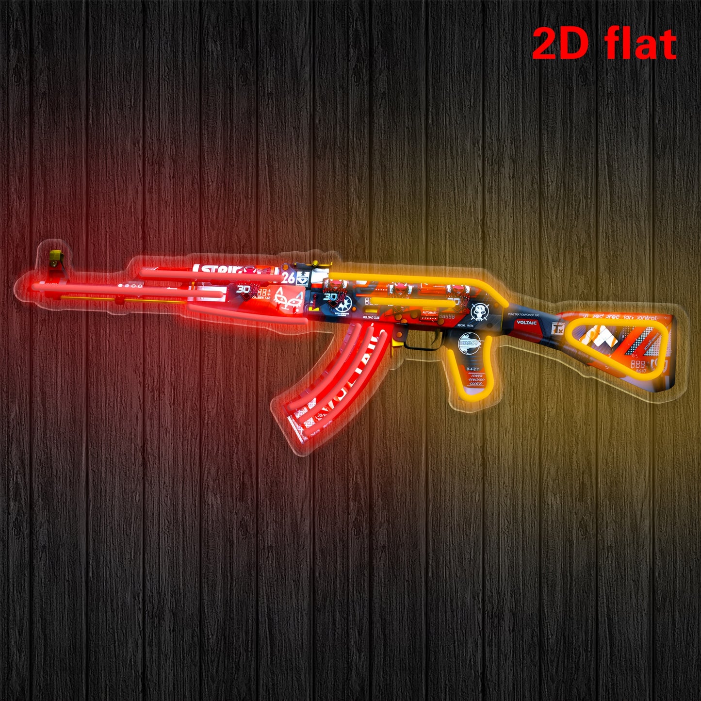 Cool AK47 Shaped Neon Lights | UV Printed, 59.99 cm by 18.49 cm, USB Powered with Ten Levels of Brightness, Suitable for Gaming Rooms and Home Decor, Perfect Gift for Friends