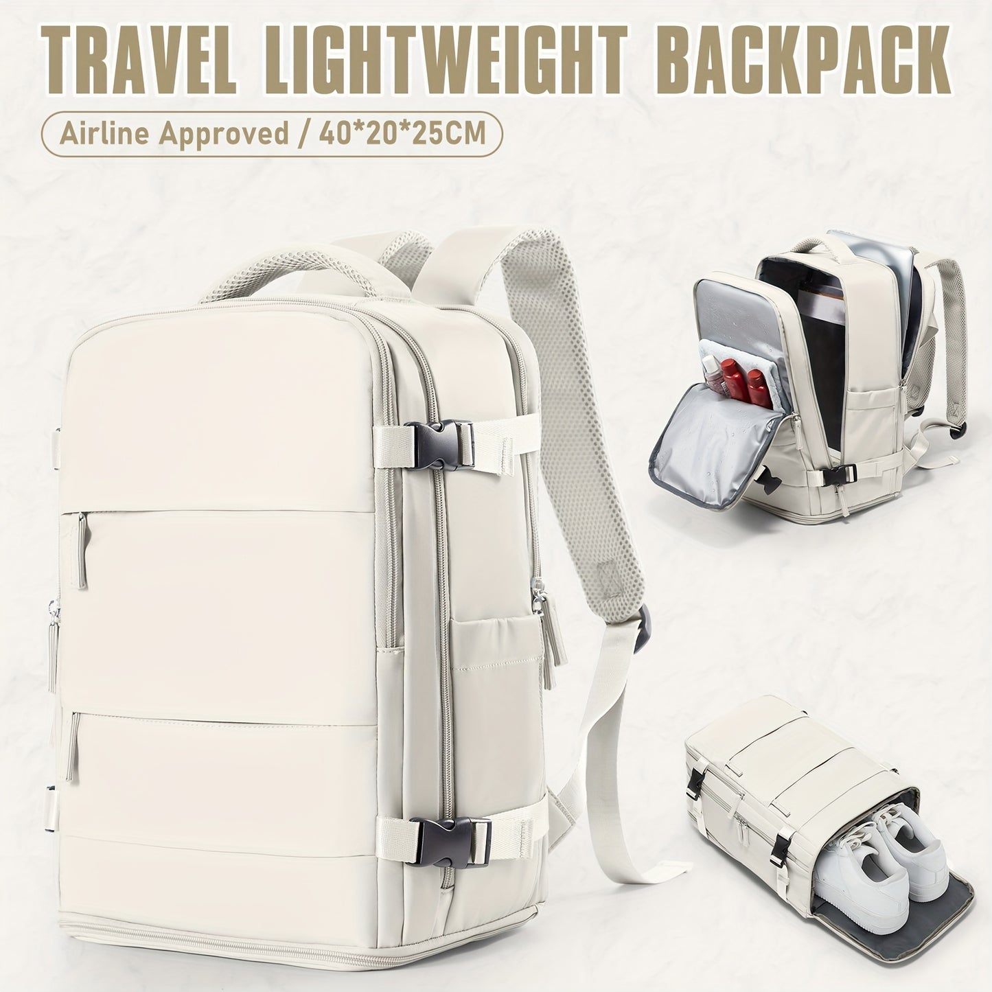 Lightweight Travel Backpack 40x30x20cm - Airline Approved Carry-On