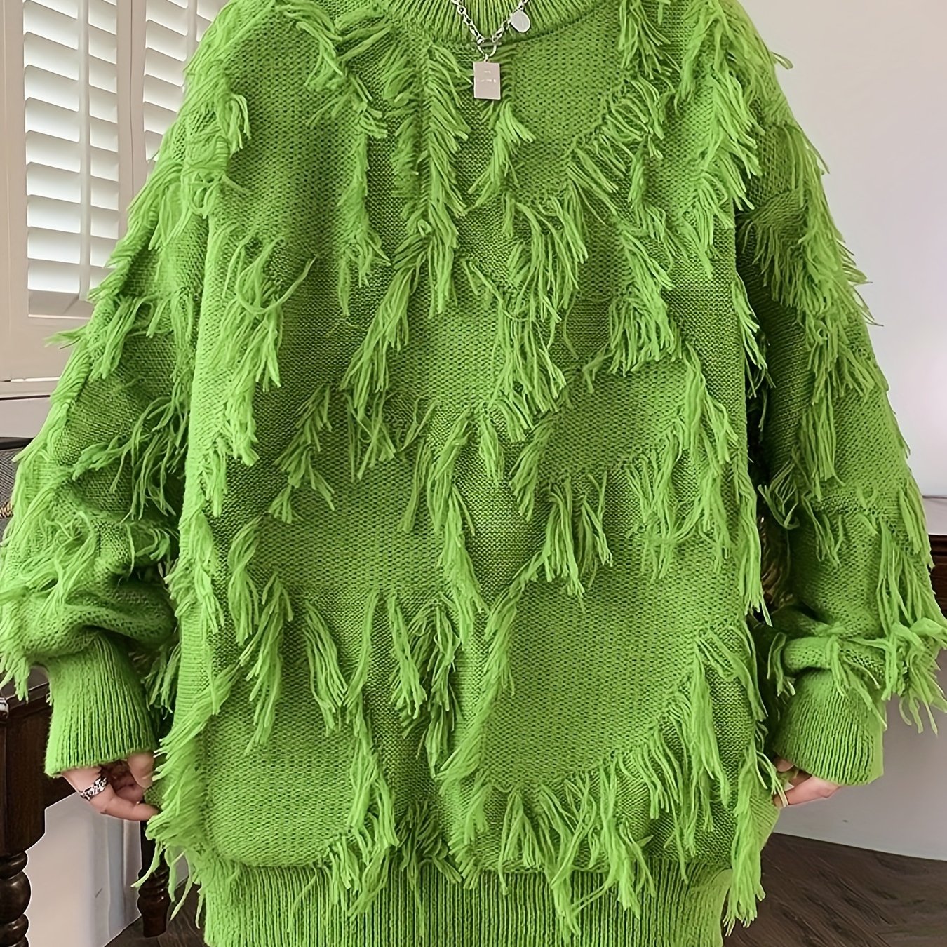 Men's Casual Fringed Pullover Sweater - High Stretch Knit