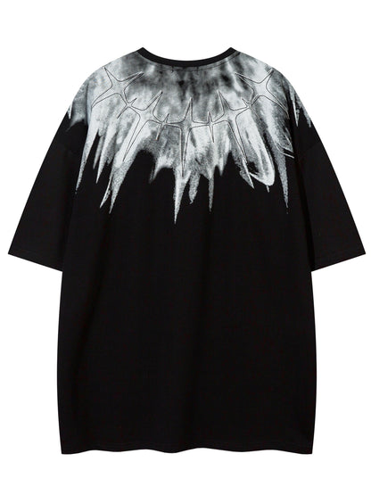 Relaxed T-Shirt - Geometric Print Cotton Blend