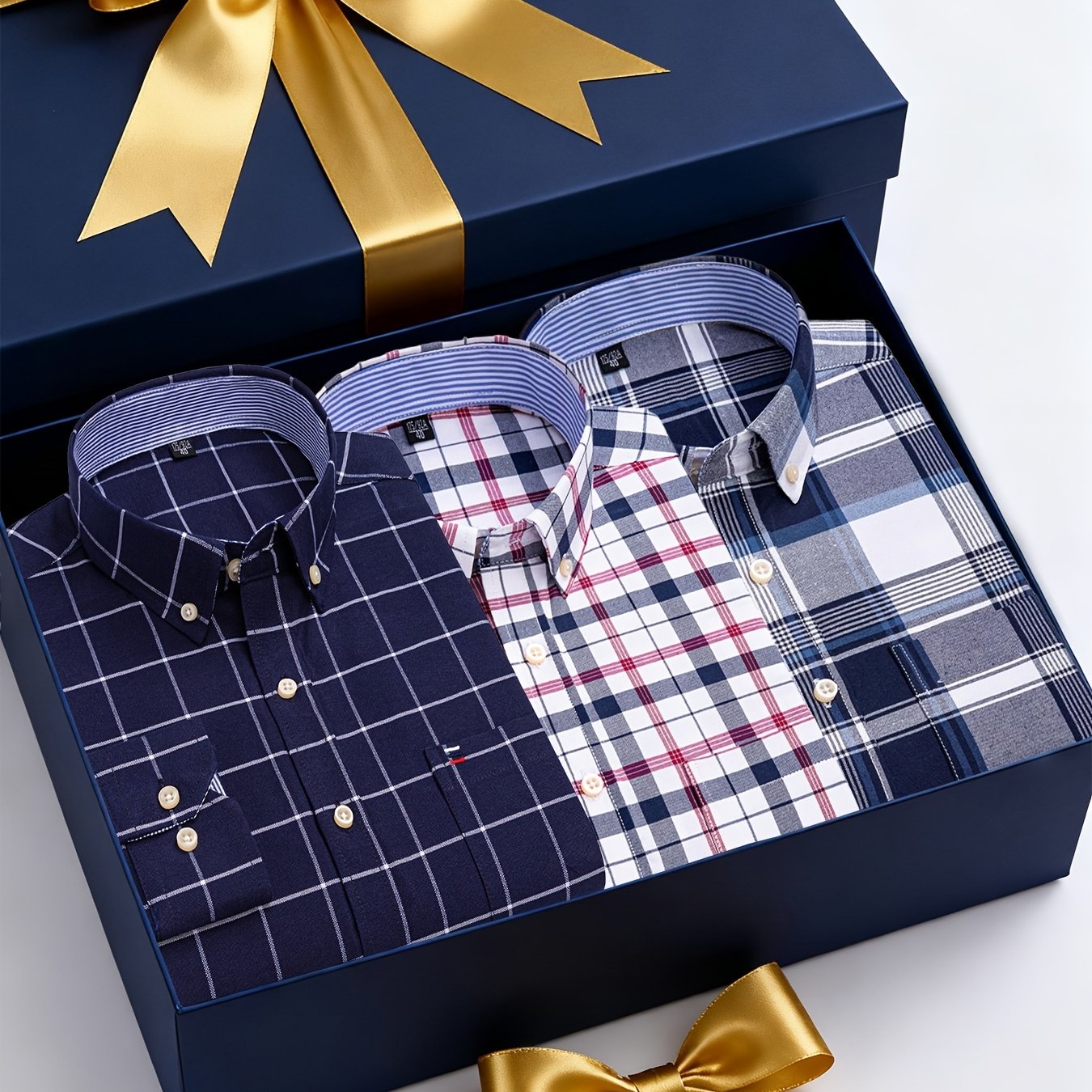 Men's 3-Pack Long Sleeve Oxford Shirts - Embroidered Chest Pockets