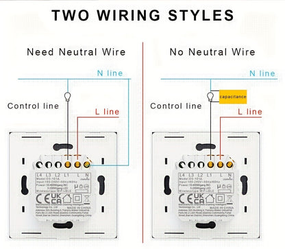 WiFi Smart Light Switch 1/2/3/4 Gang - Touchscreen Alexa Google