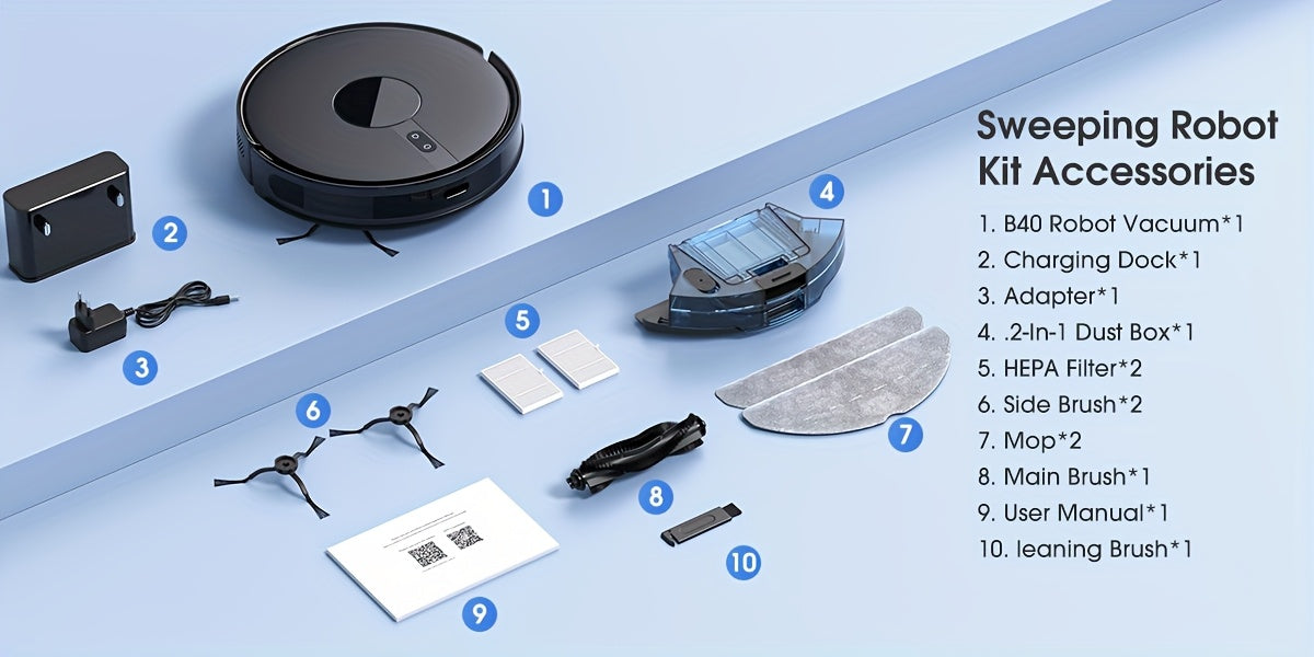 Lubluelu B40 Robot Vacuum Cleaner - 3 in 1 Mop 6500Pa