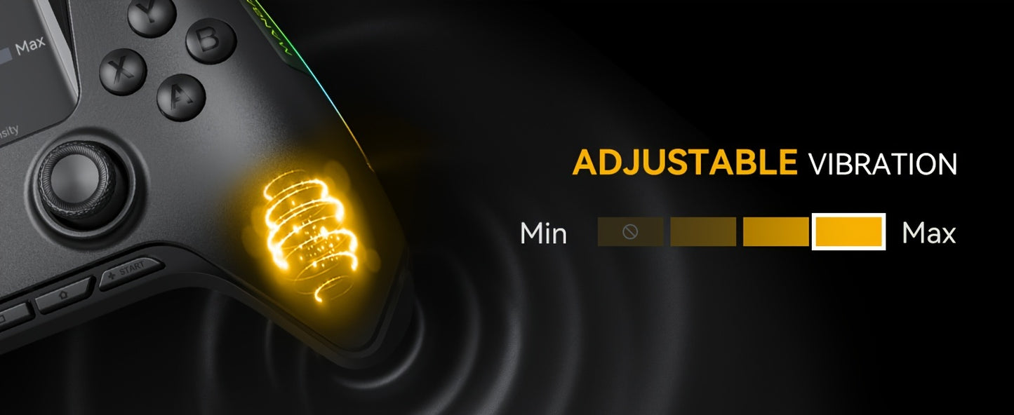 (No Drift) Interactive Screen Wireless Gaming Controller for iOS/for Switch/PC/Android/Steam Deck, Hall Effect Stick & Trigger, RGB Lighting, Remappable Buttons, 1800mAh with Charging Dock-V2 (Black). Notice Not Compatible wi