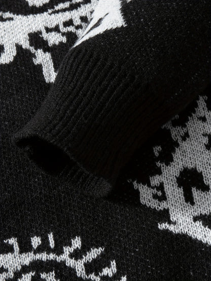 Men's Casual Streetwear Geometric Eye Pattern Knit Sweater