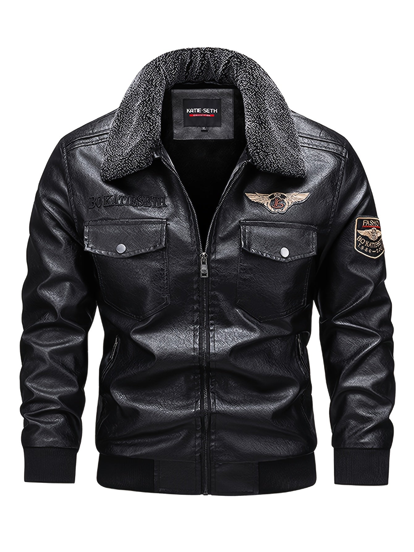 Men's Slim-Fit Fleece-Lined Biker Jacket