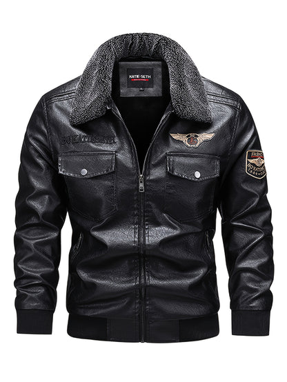 Men's Slim-Fit Fleece-Lined Biker Jacket