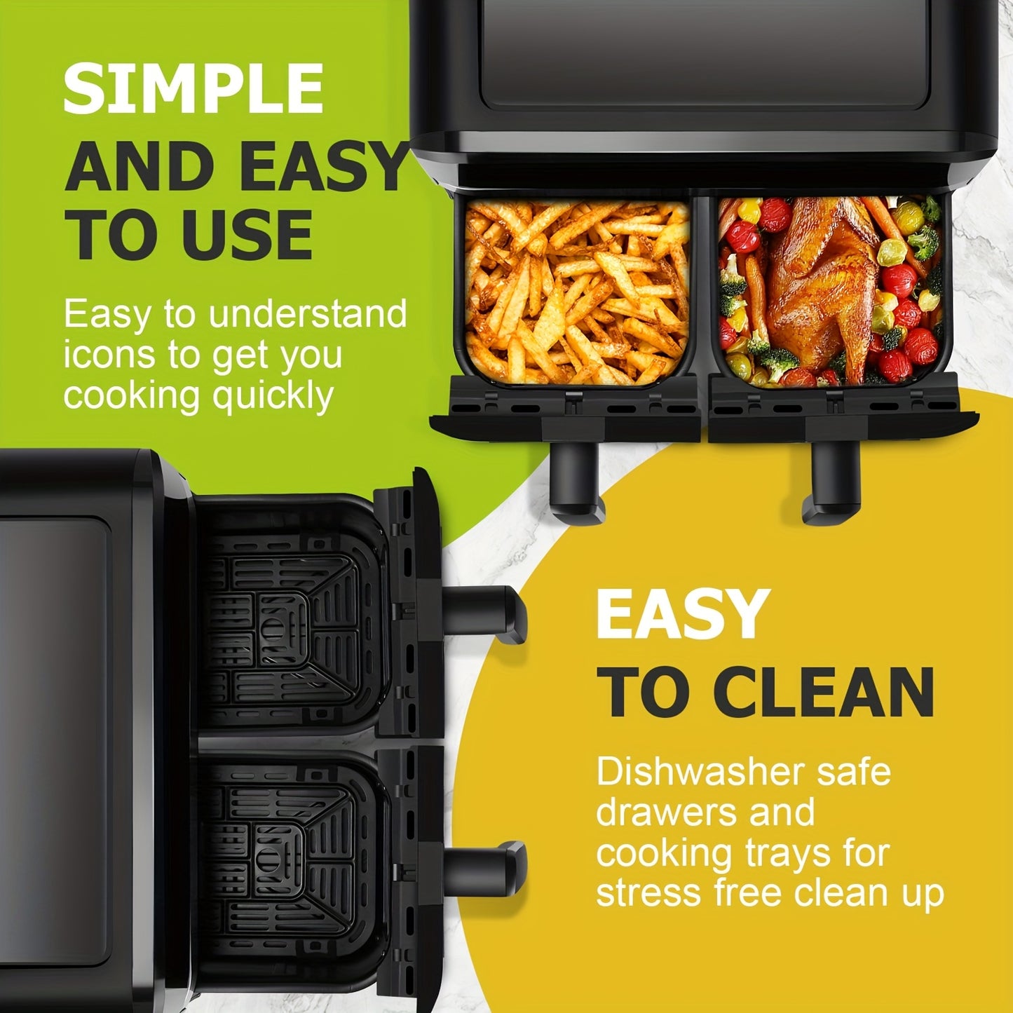 Kehot 9L Dual Door Air Fryer 2400W - 8-in-1 Smart Touchscreen