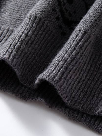 Men's Casual Streetwear Geometric Eye Pattern Knit Sweater