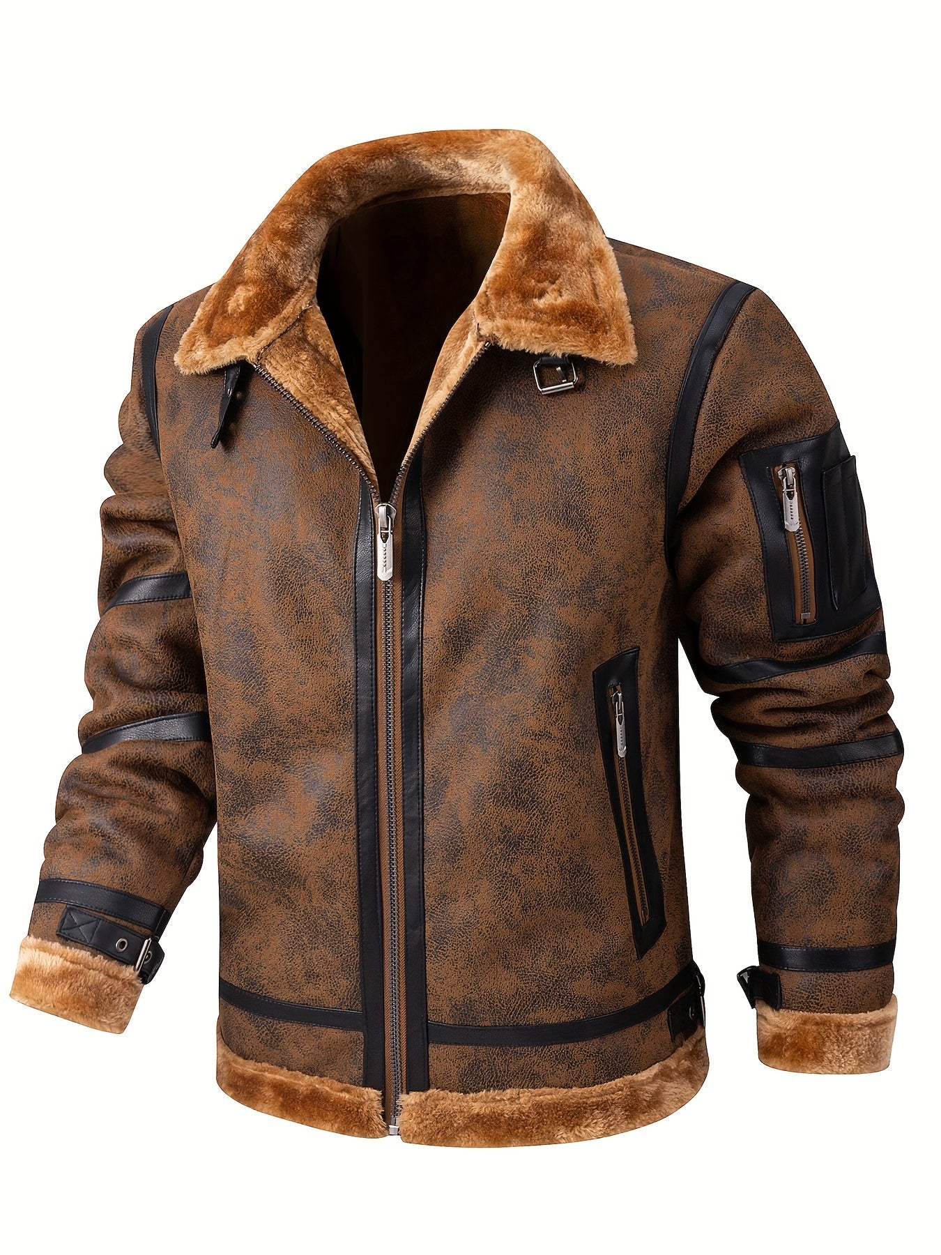 Men's Autumn-Winter Thickened Fleece-Lined Bomber Jacket