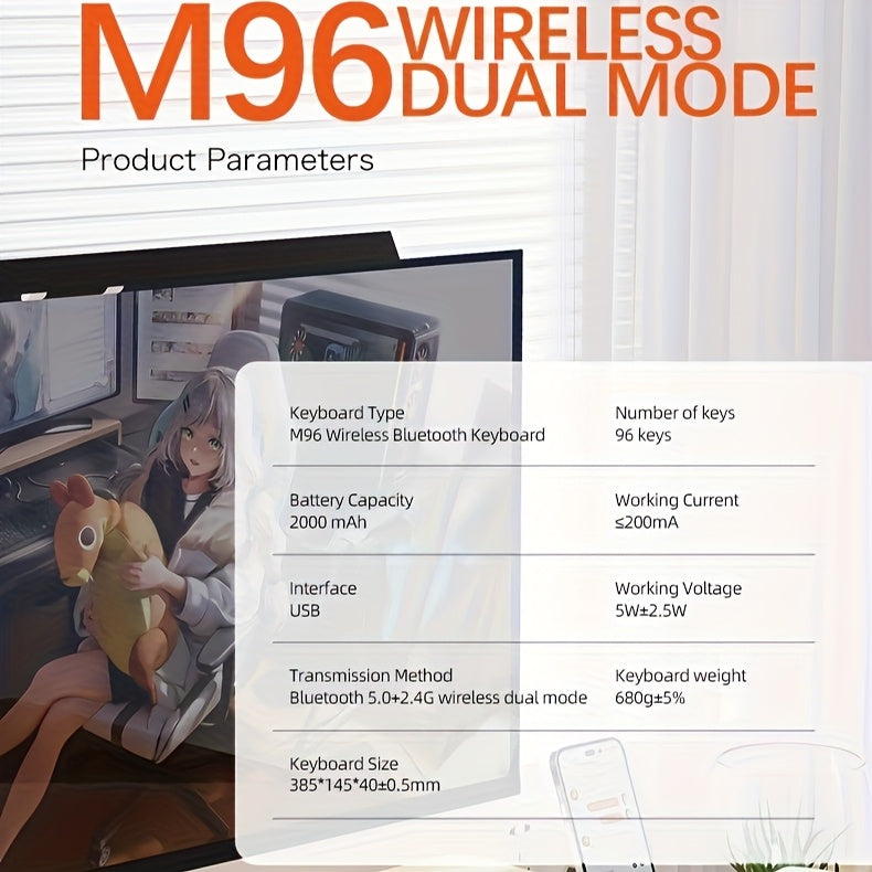 M96 Wireless Keyboard - Dual Mode 5.0/2.4G with RGB Backlit