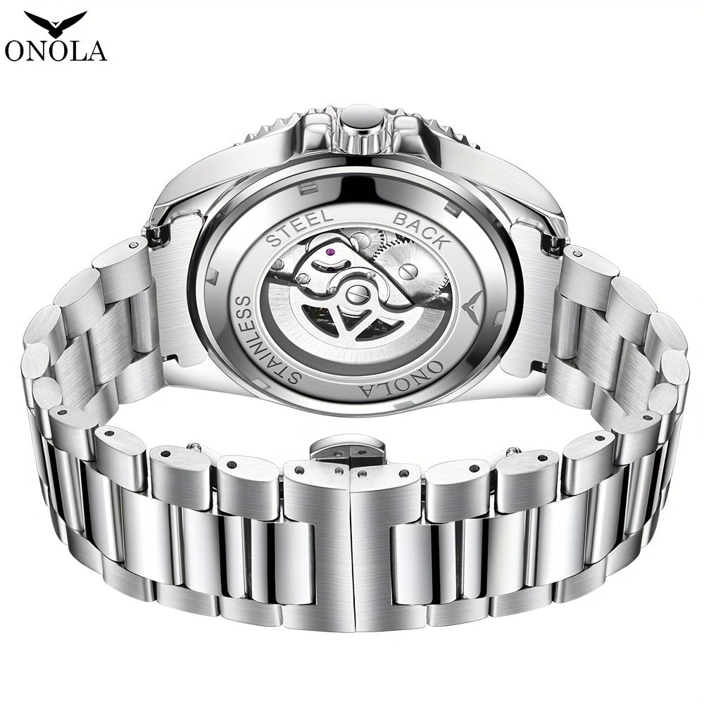 ONOLA Men's Stainless Steel Mechanical Watch - Luminous Hollow Tourbillon