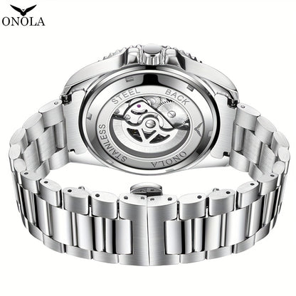 ONOLA Men's Stainless Steel Mechanical Watch - Luminous Hollow Tourbillon