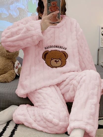 Thick Warm Pajama Set - Jacquard Bear Flannel