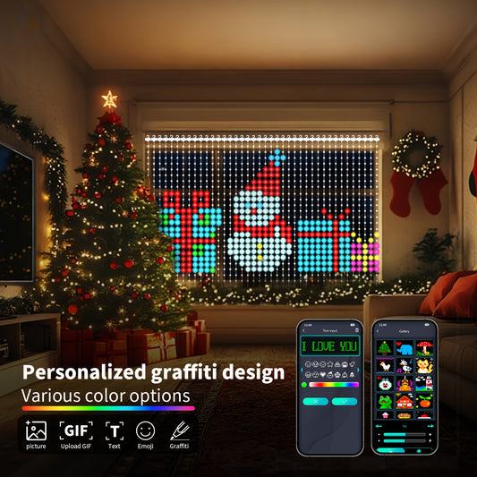 400-LED Smart Curtain Lights - Music-Synced RGB Color Changing