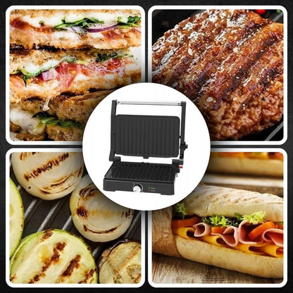 MEMFLOW Electric Panini Grill Toaster 1000W - Foldable Non-Stick