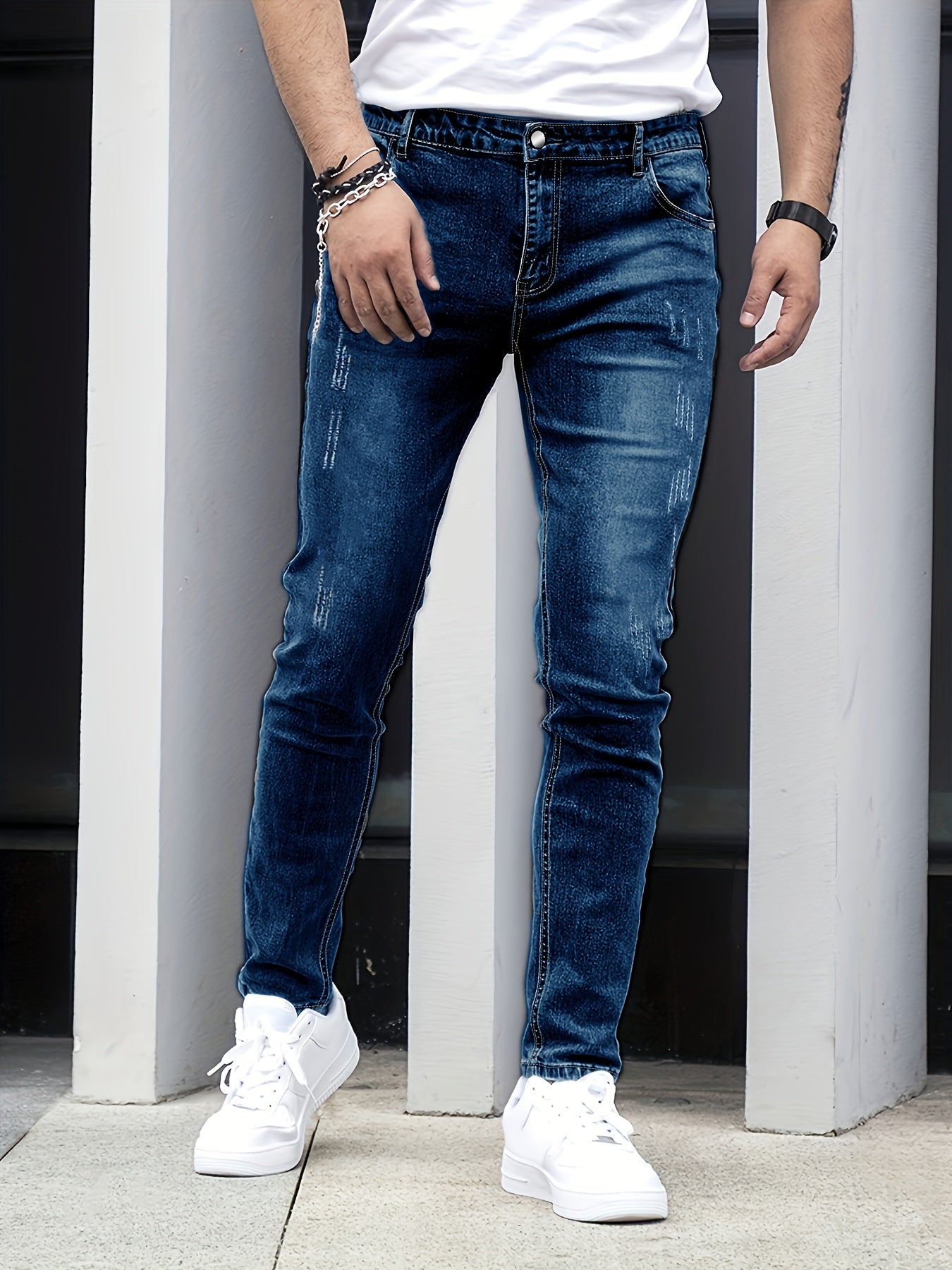 Men's Slim-Fit Stretch Denim - Button-Fly Skinny Jeans