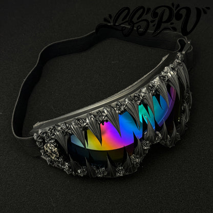 1pc SSPV Gothic Spiked Cosplay Glasses - Streetwear Novelty Eyewear with Spike Frame, Handmade Unique for halloween, Carnival, Costume Parties (Non-Prescription Glasses)