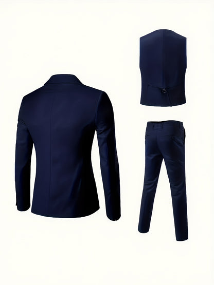 Men's 3pcs Suit Set - Blazer Vest Pants Elegant