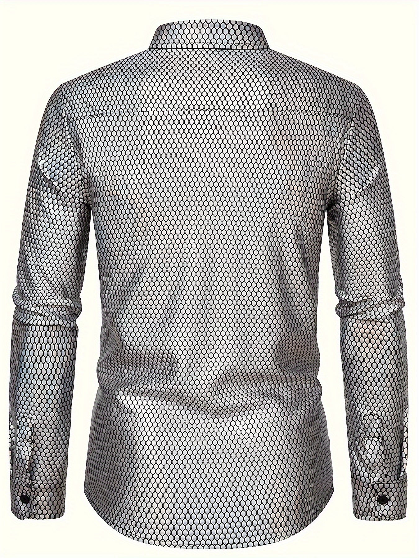 Men's 70s Disco Outfit - Diamond Foil Print Button-Up Shirt