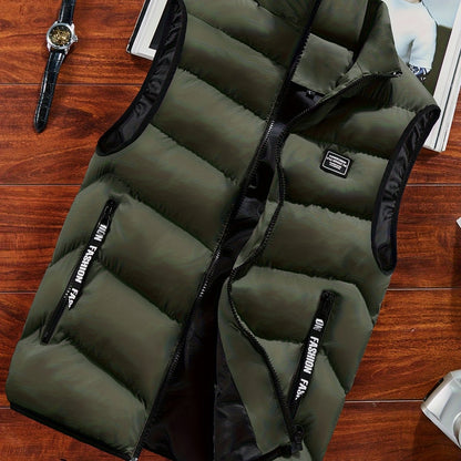 Men's Sleeveless Vest - Warm Zippered Stand Collar