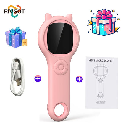 RIVGOT Kinder-Handmikroskop – 2 MP, 2" IPS-Digitaldisplay