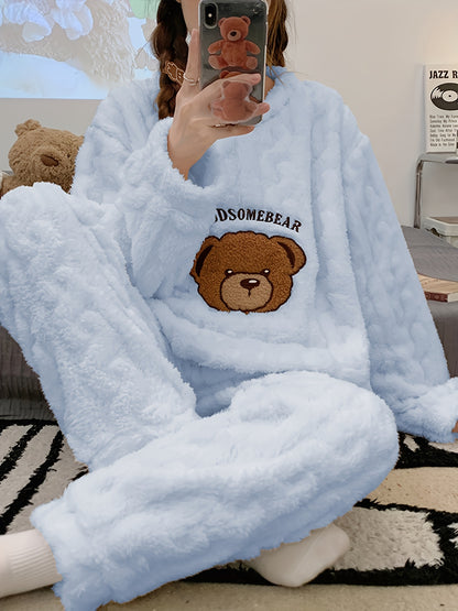 Thick Warm Pajama Set - Jacquard Bear Flannel