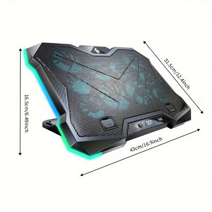 Gaming Laptop Cooling Pad - 10 Fans RGB with 8 Height Adjustments