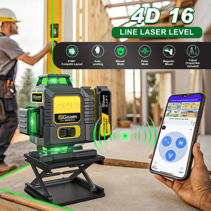 highsam 4D Laser Level - 16 Line Cross 360 Self Leveling 2 Battery
