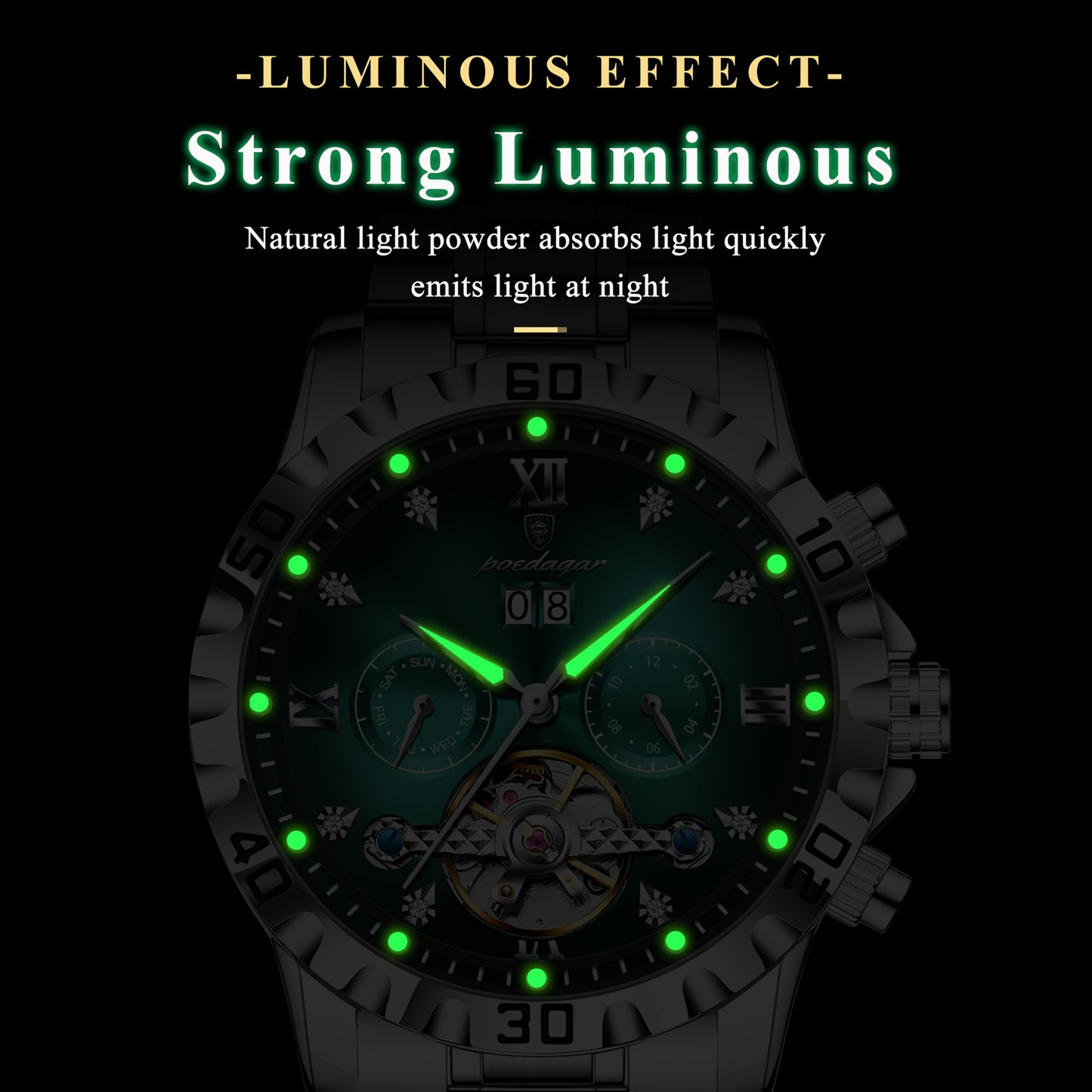 POEDAGAR Men's Luxury Business Watch - Automatic Waterproof