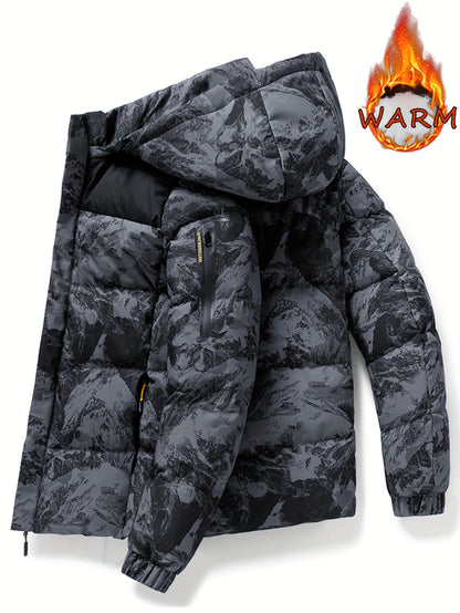 Men's Winter Heavy-Duty Camo Jacket - Hooded Parka Coat