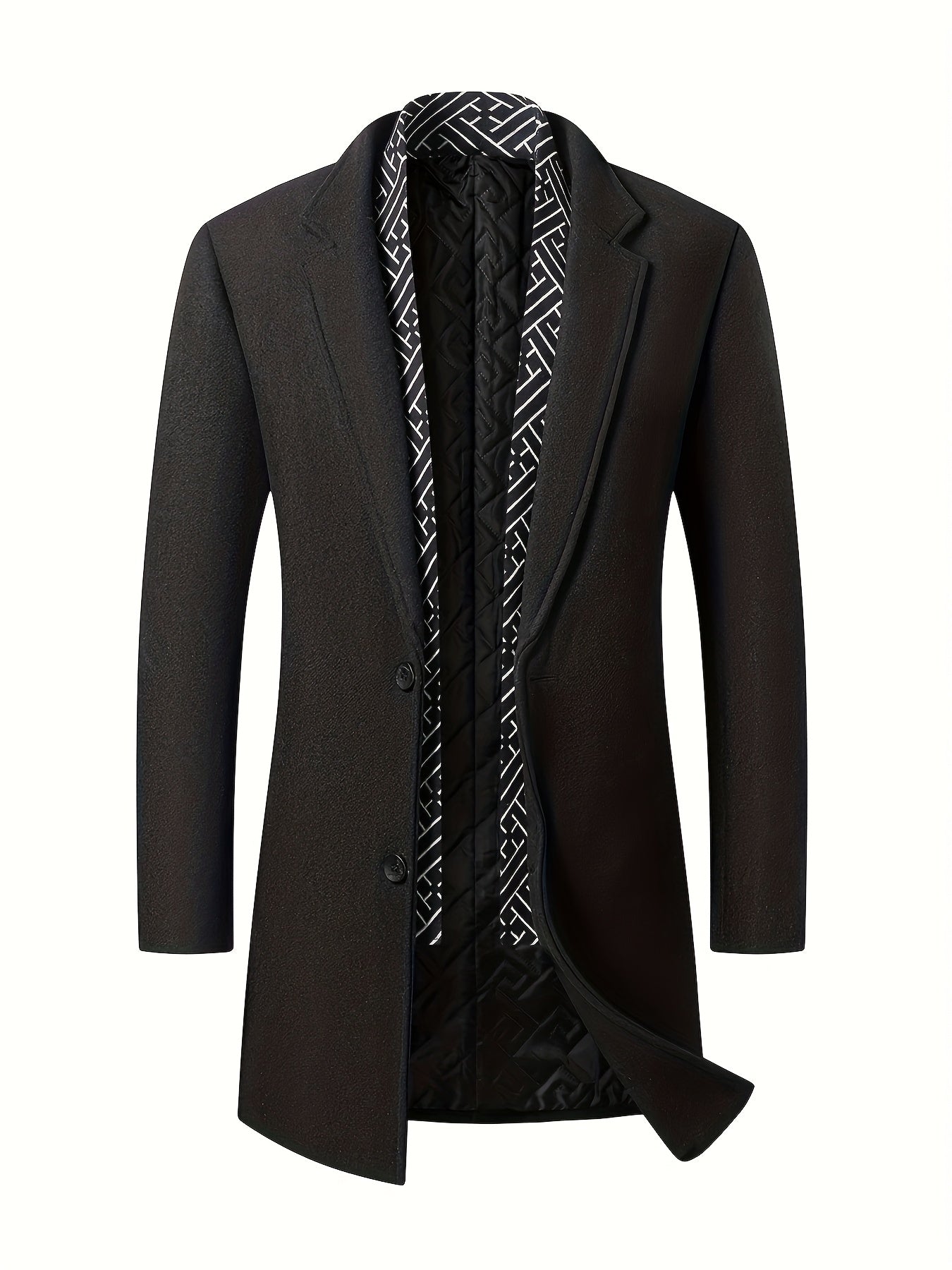 Men's Autumn Winter Thickened Tweed Jacket - Detachable Scarf
