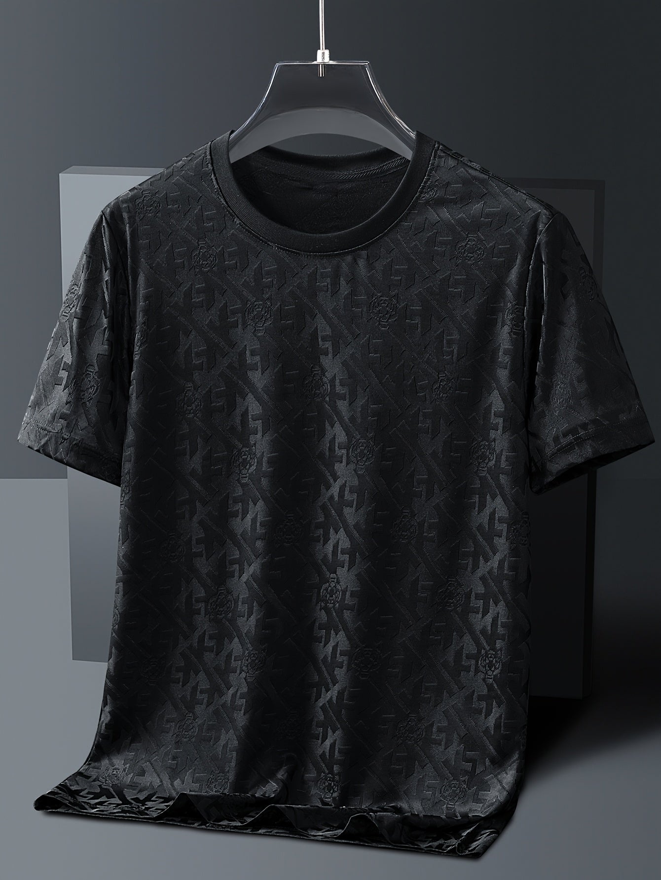 Men's Jacquard Summer Shirt - Ice Feel Round Neck