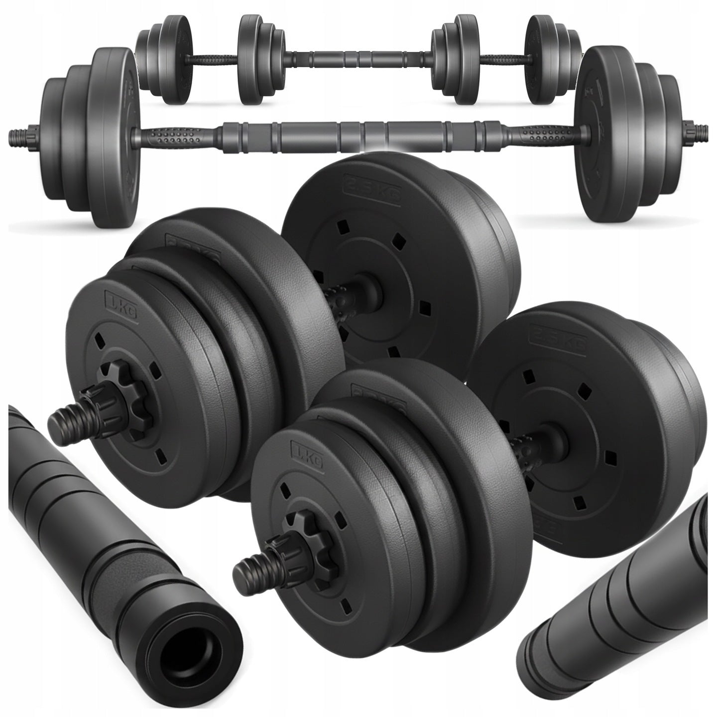 Adjustable Dumbbell Set with Barbell - 20kg/40kg