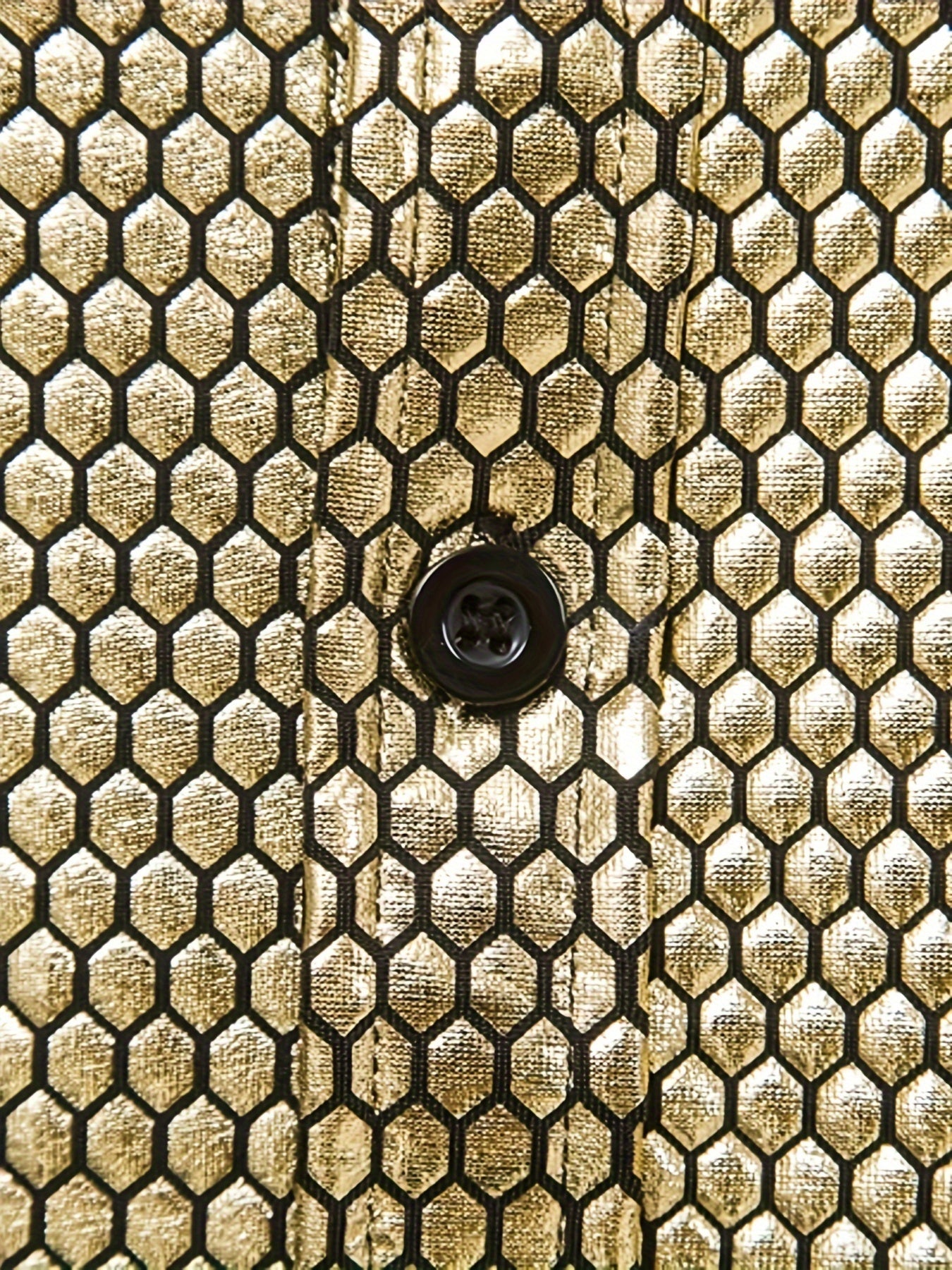 Men's 70s Disco Outfit - Diamond Foil Print Button-Up Shirt