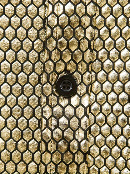Men's 70s Disco Outfit - Diamond Foil Print Button-Up Shirt
