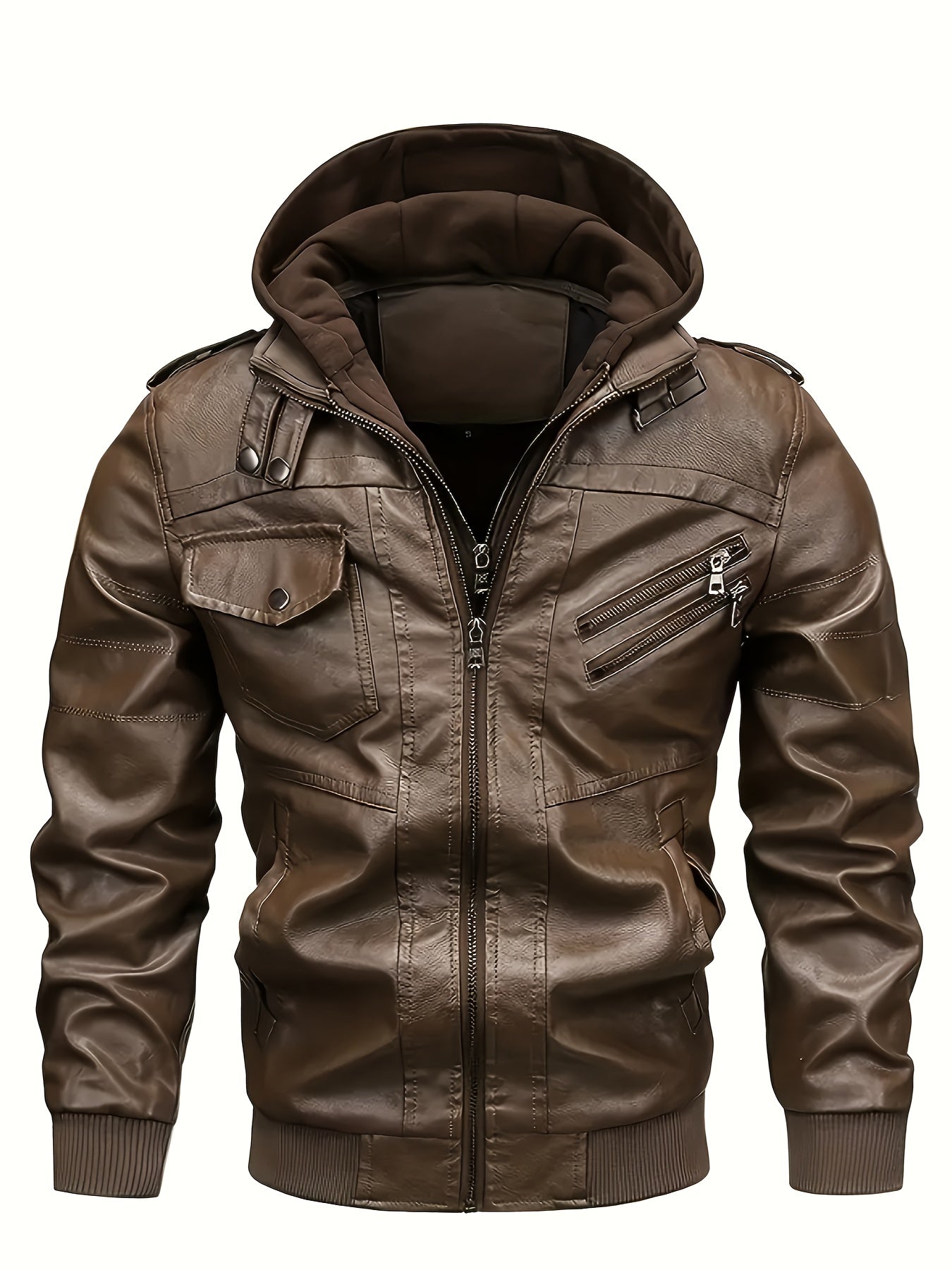 Men's Hooded Jacket - Full-Zip Zippered Pockets Lightweight