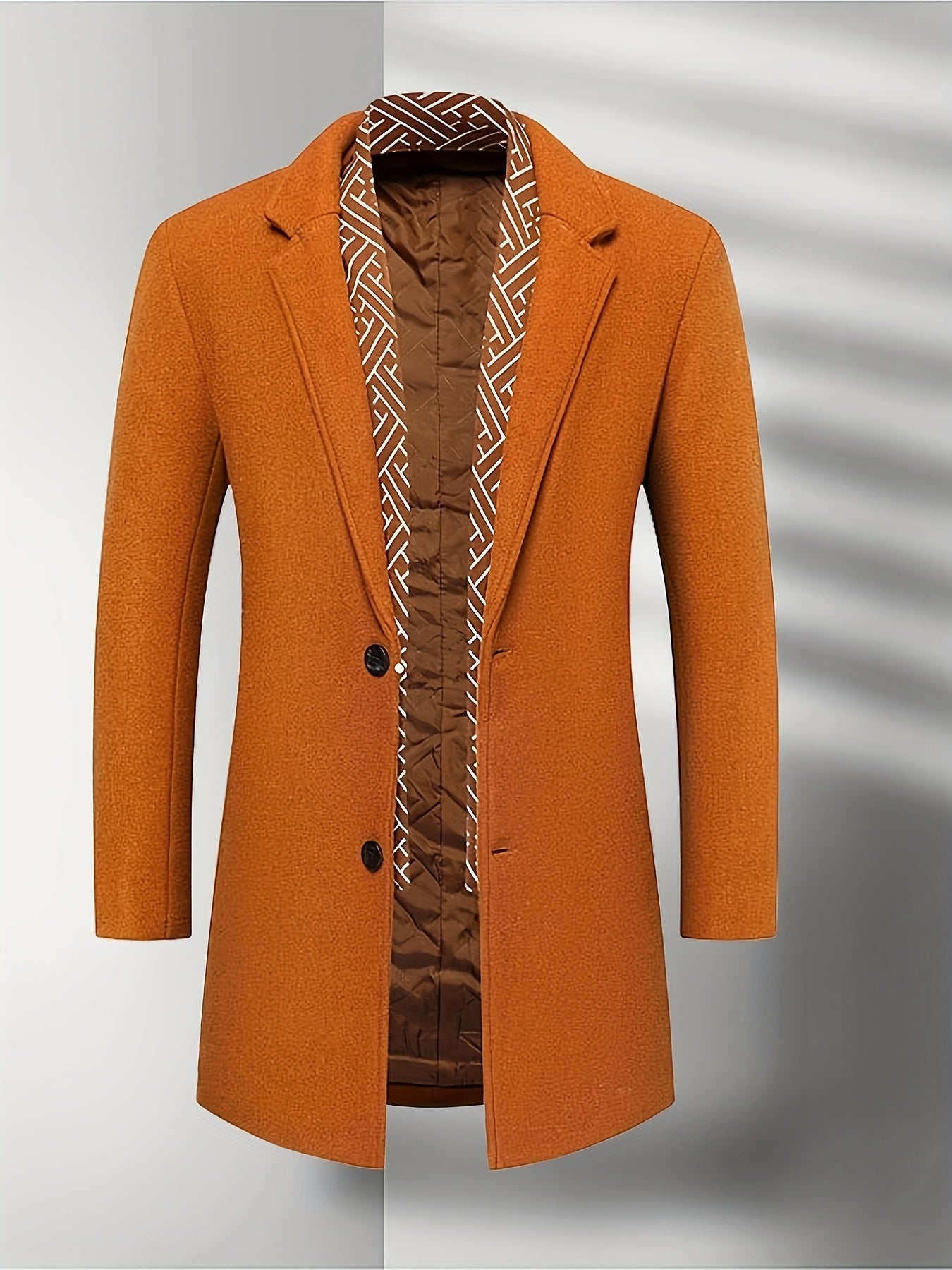 Men's Autumn Winter Thickened Tweed Jacket - Detachable Scarf