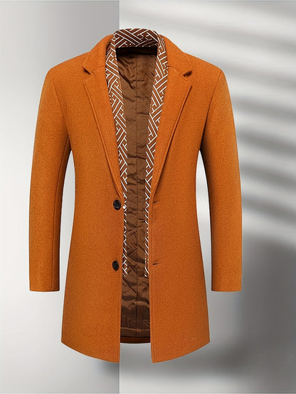 Men's Autumn Winter Thickened Tweed Jacket - Detachable Scarf