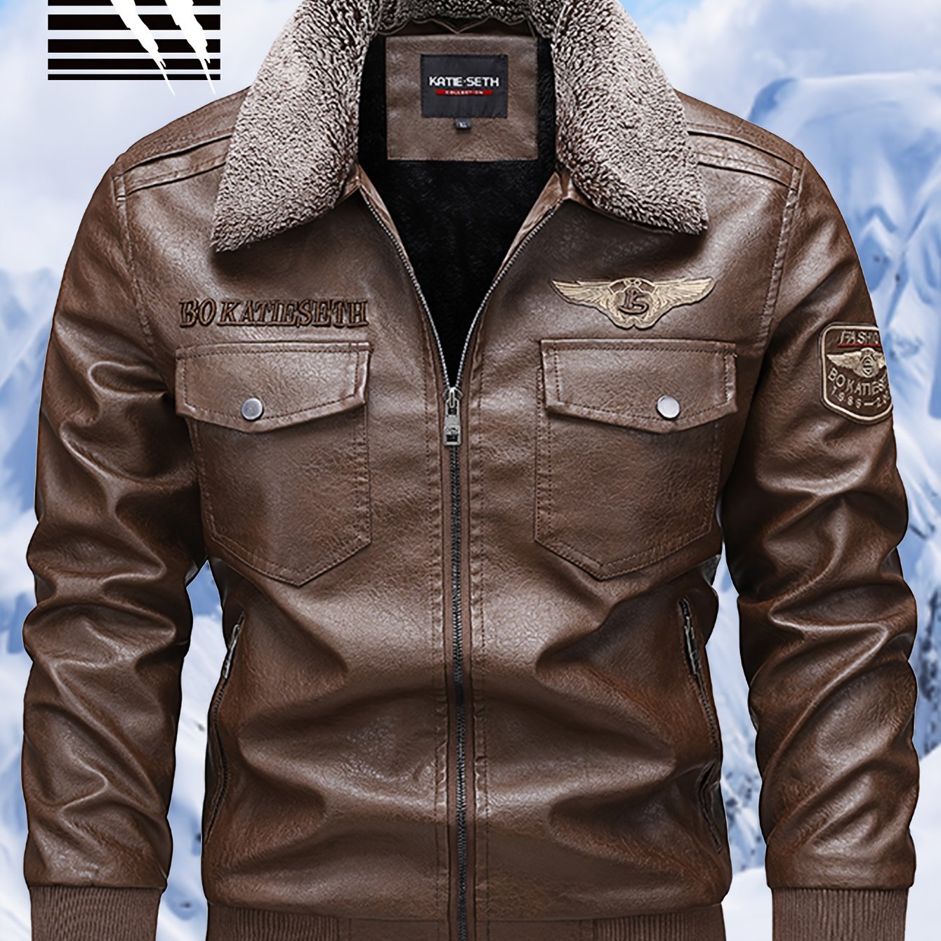 Men's Slim-Fit Fleece-Lined Biker Jacket