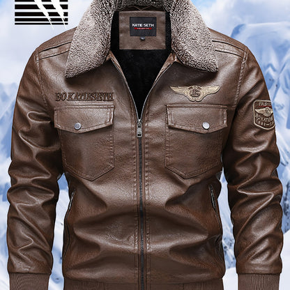 Men's Slim-Fit Fleece-Lined Biker Jacket