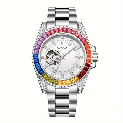 ONOLA Men's Stainless Steel Mechanical Watch - Luminous Hollow Tourbillon