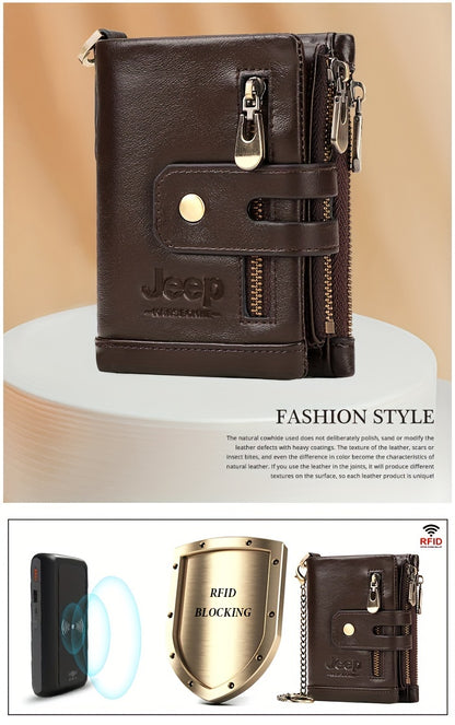 JEEP High Capacity Genuine Leather Wallet - RFID Protection Men