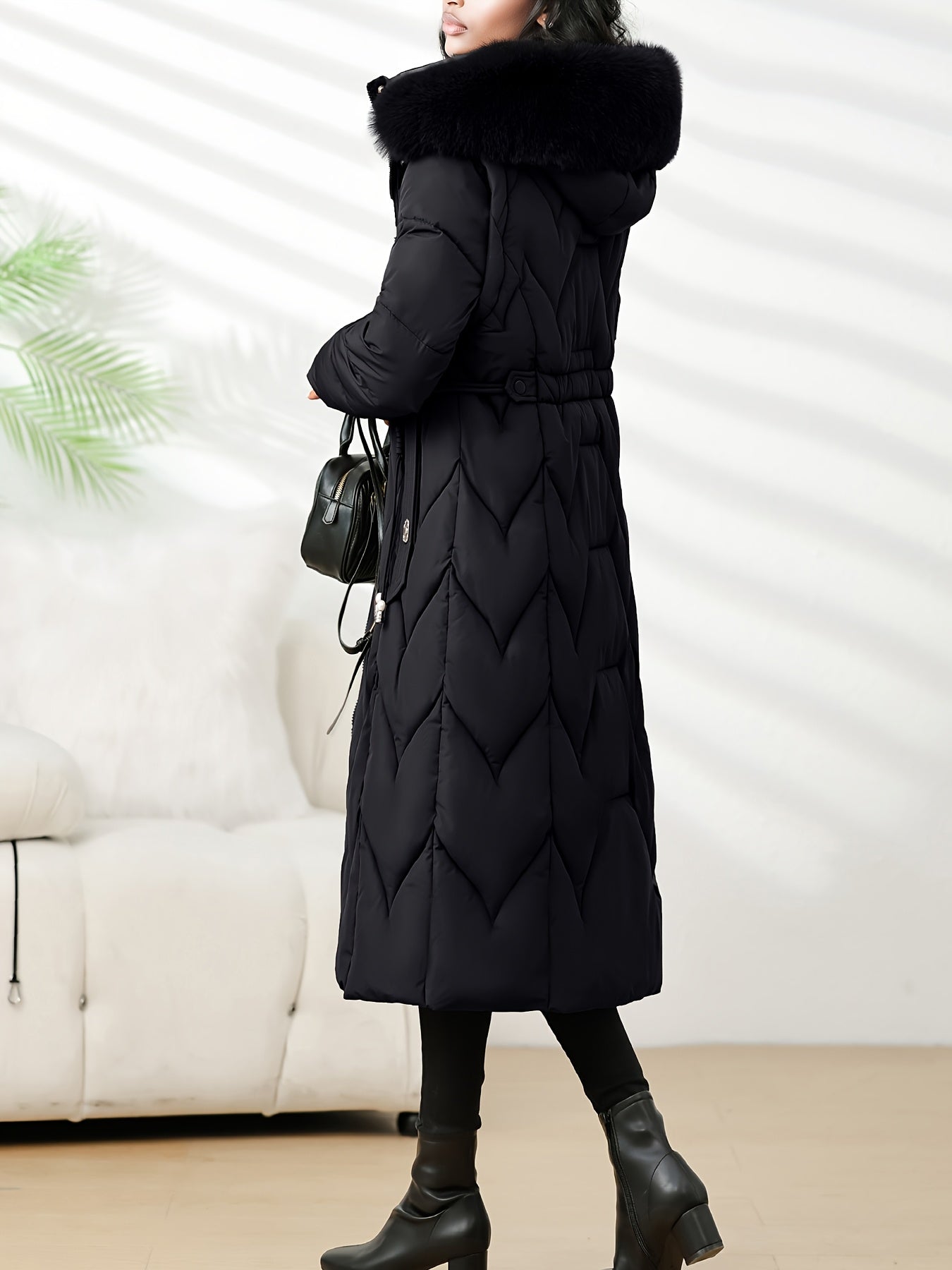 Damenmantel in Übergröße, knielang, neue Wintermode, schmal geschnitten, mit Kapuze und dickem Futter, Winterjacke für Damen in Übergröße, leichte Wintermäntel für Damen mit Taschen, Jacke für Damen in Übergröße