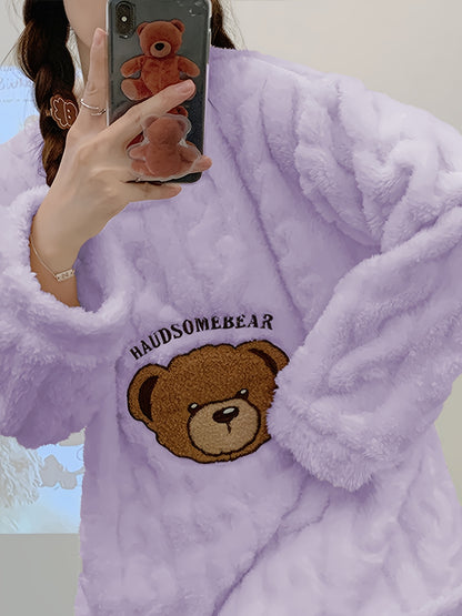 Thick Warm Pajama Set - Jacquard Bear Flannel