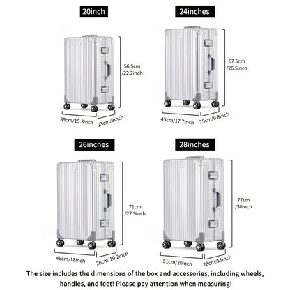 Aluminum Magnesium Alloy Luggage 20-28" - Password Lock Hard Case