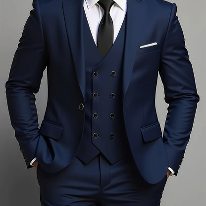 Men's 3pcs Suit Set - Blazer Vest Pants Elegant