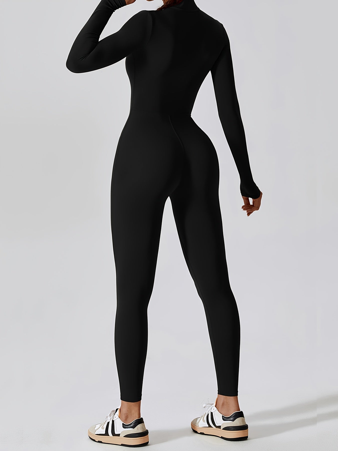 Women's Full-Zip Long Sleeve Workout Onesie - High-Stretch Athletic